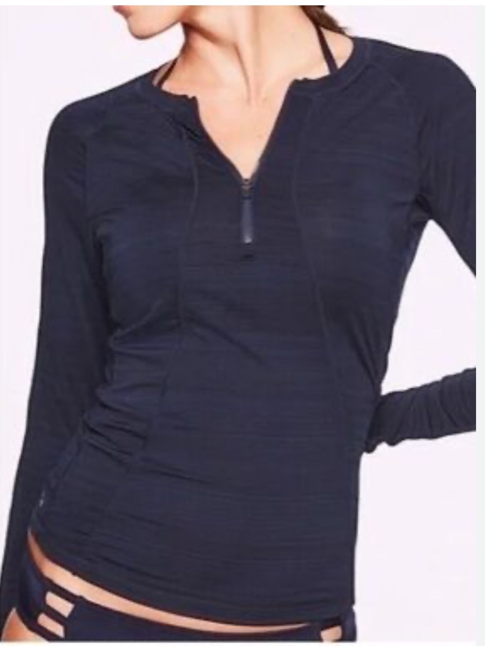Athleta Navy Blue Performance 1/4 Zip Pullover Top Vintage Tall Fit  Size LT